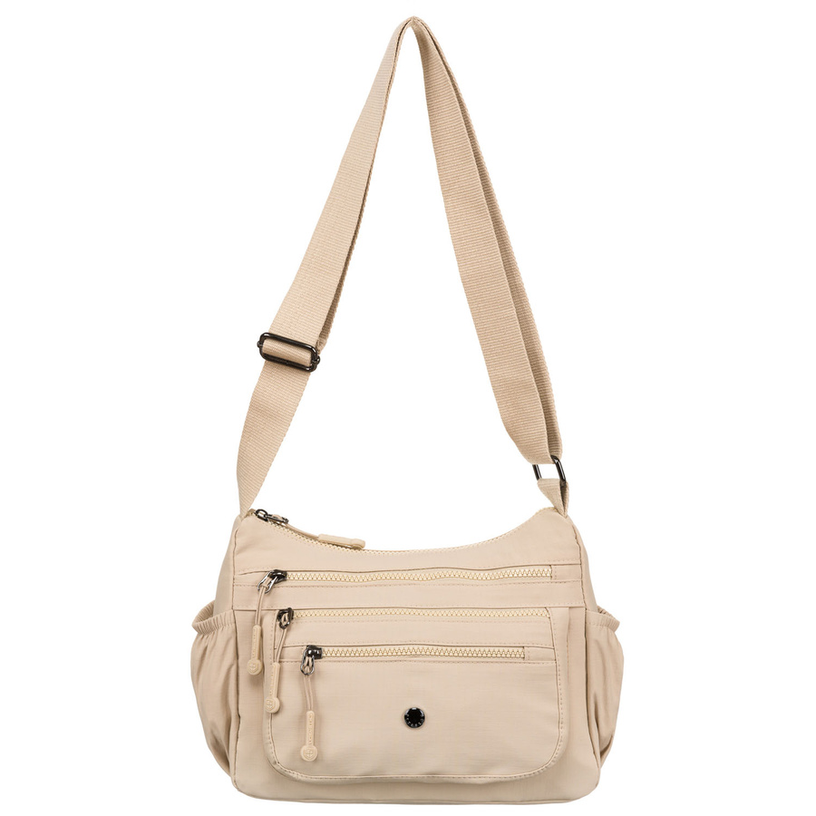 Miejska torebka damska w beżowym kolorze wykonana z poliestru - Peterson - obrazek 10