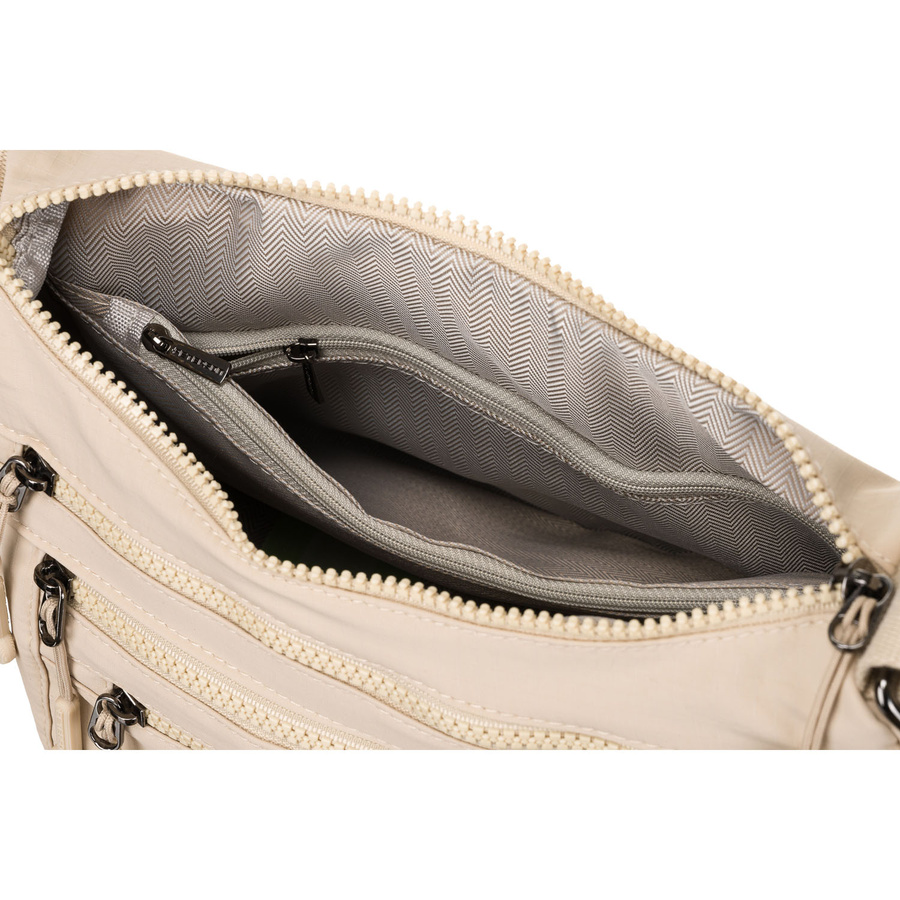 Miejska torebka damska w beżowym kolorze wykonana z poliestru - Peterson - obrazek 12