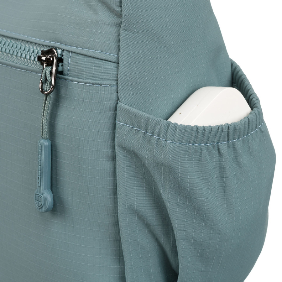 Niebieska torebka damska z poliestru z kieszenią na suwak na froncie - Peterson - obrazek 10