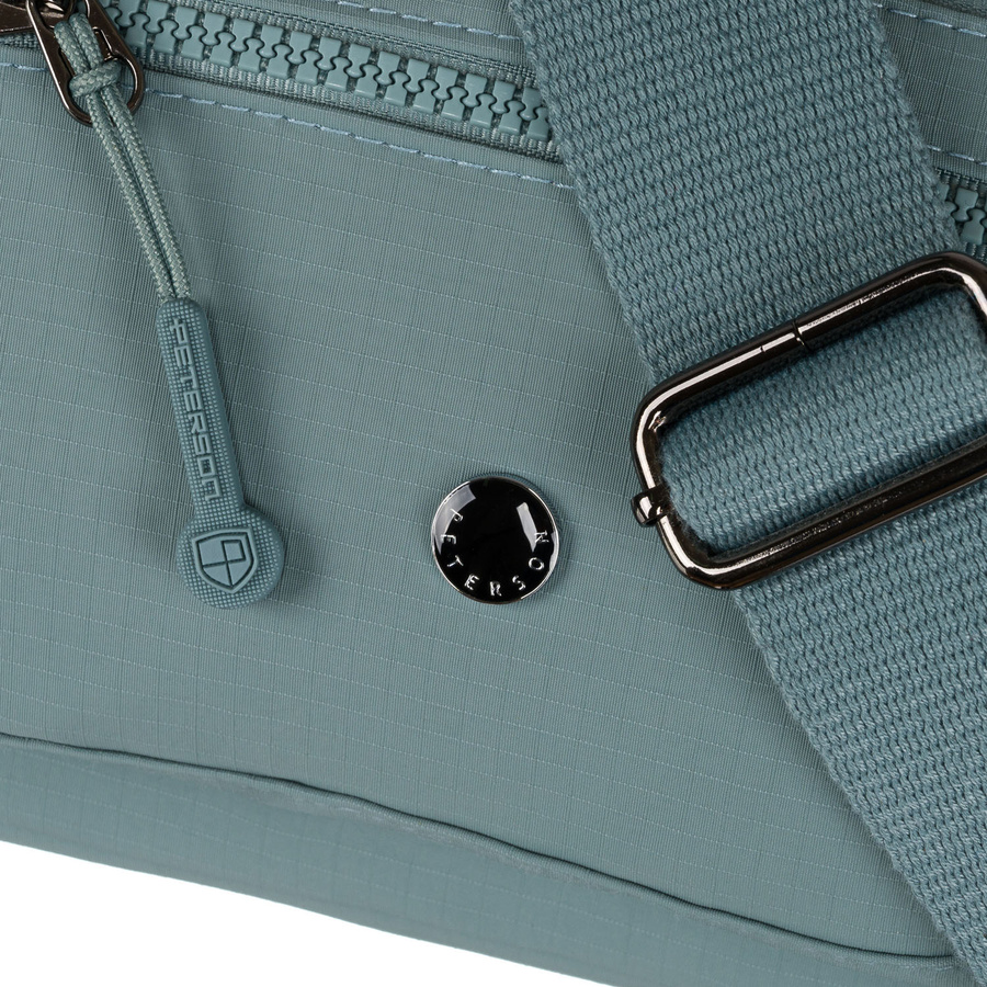 Niebieska torebka damska z poliestru z kieszenią na suwak na froncie - Peterson - obrazek 8