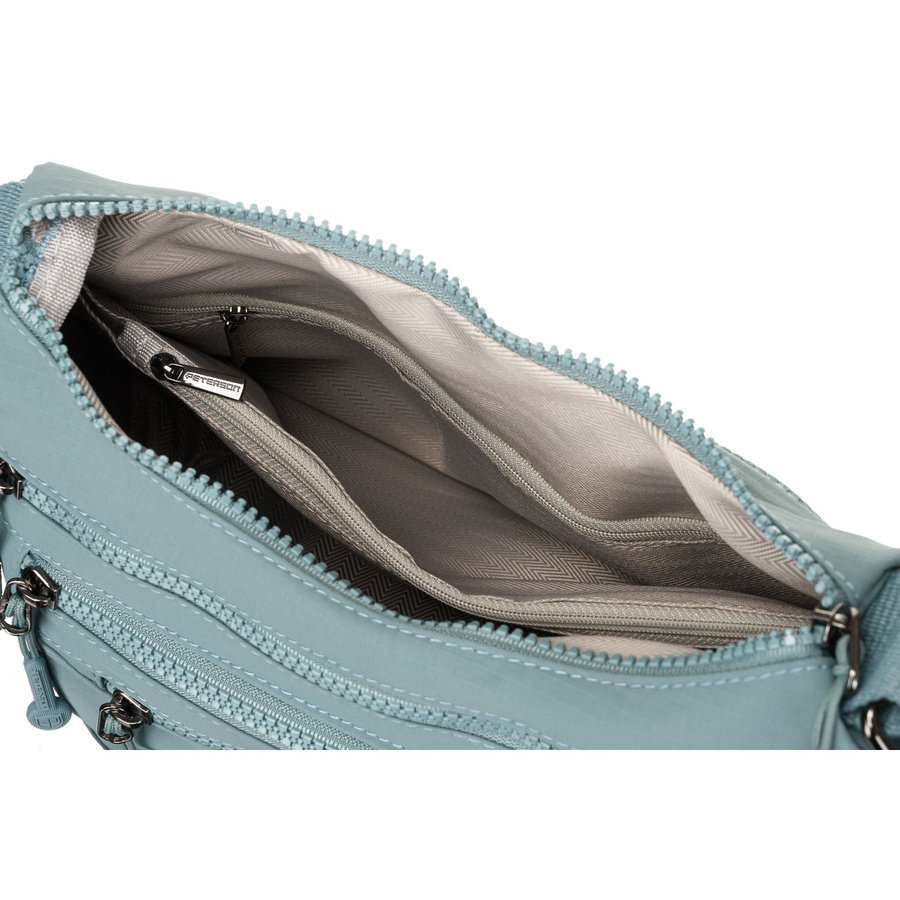 Niebieska torebka damska z poliestru z kieszenią na suwak na froncie - Peterson - obrazek 9