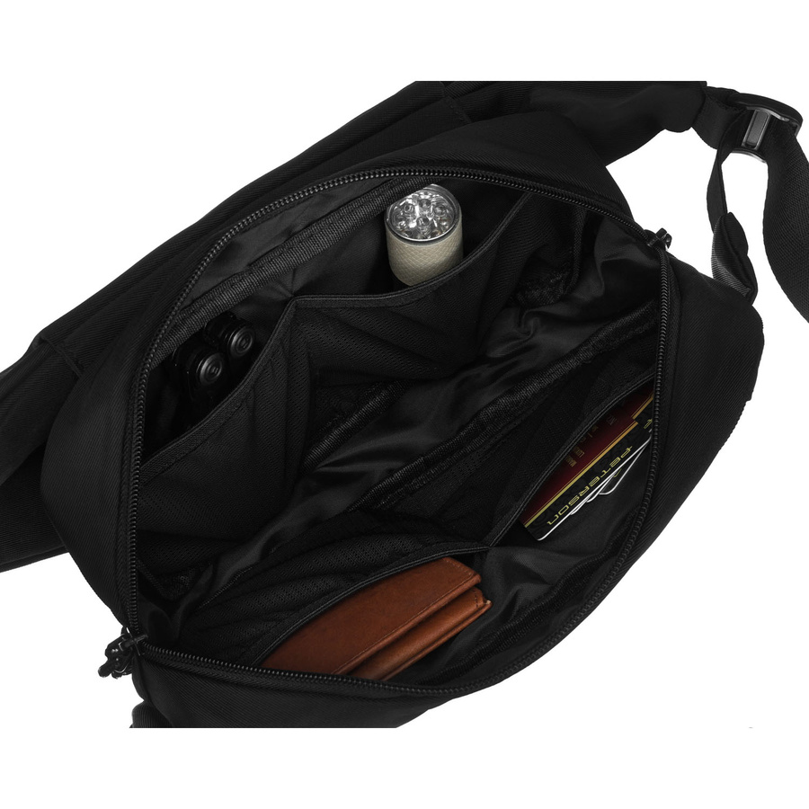 Pojemna nerka męska z poliestru w czarnym kolorze zamykana suwakiem - Peterson - obrazek 8