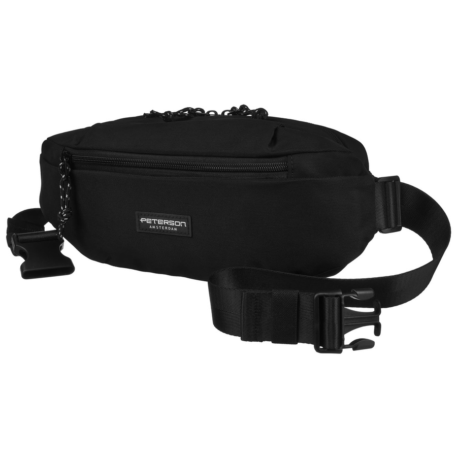 Pojemna nerka męska z poliestru w czarnym kolorze zamykana suwakiem - Peterson - obrazek 2