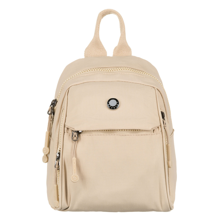 Beżowy plecak damski z poliestru zawieszony na regulowanych szelkach - Peterson - obrazek 4