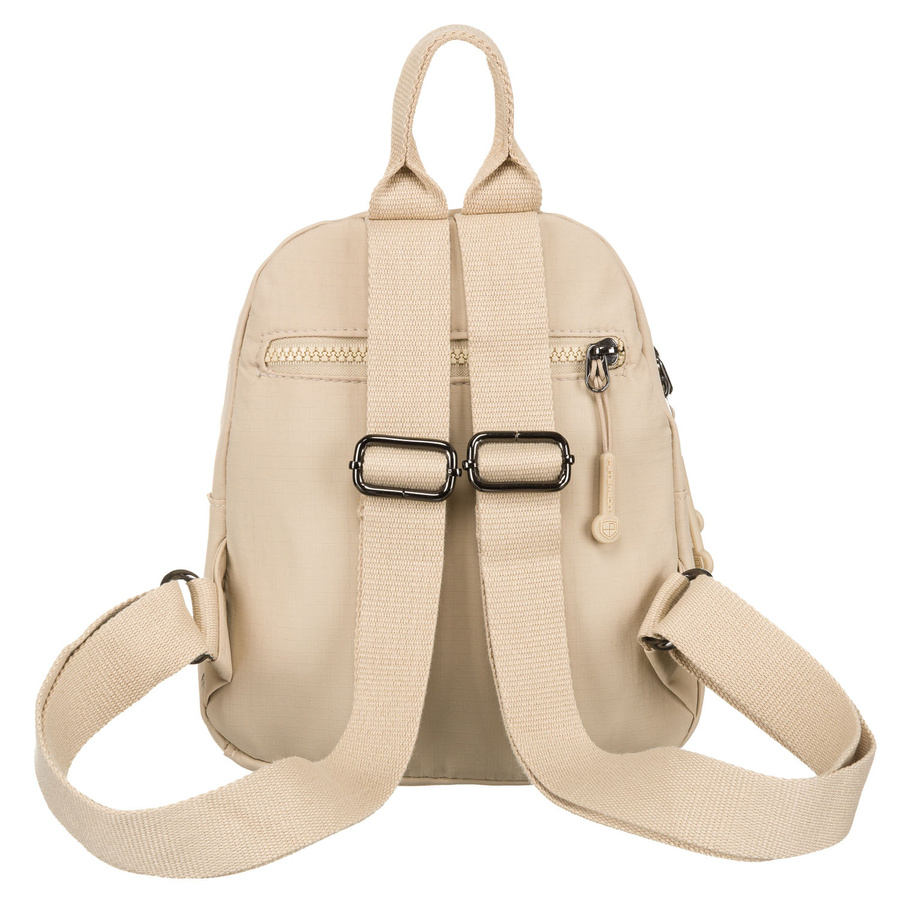 Beżowy plecak damski z poliestru zawieszony na regulowanych szelkach - Peterson - obrazek 7