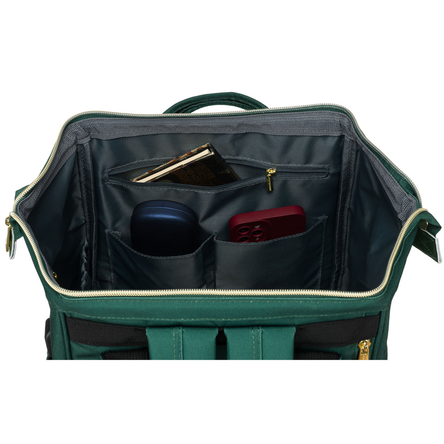 Podróżny plecak damski z poliestru w zielonym kolorze z miejscem na laptopa - Peterson - obrazek 8