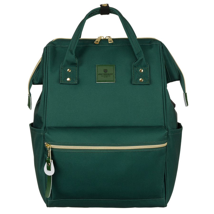Podróżny plecak damski z poliestru w zielonym kolorze z miejscem na laptopa - Peterson - obrazek 2