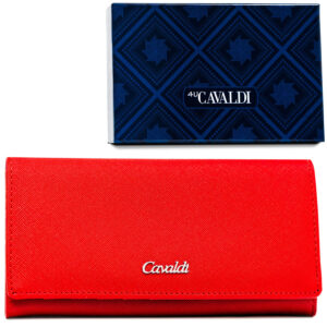 Modny portfel damski w czerwonym kolorze wykonany ze skóry ekologicznej - 4U Cavaldi