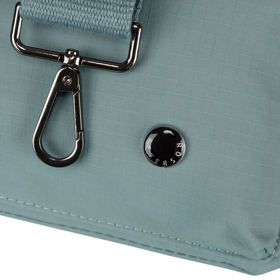 Niebieska, mała shopperka damska z poliestru z kieszeniami zamykanymi na suwak - Peterson - obrazek 4