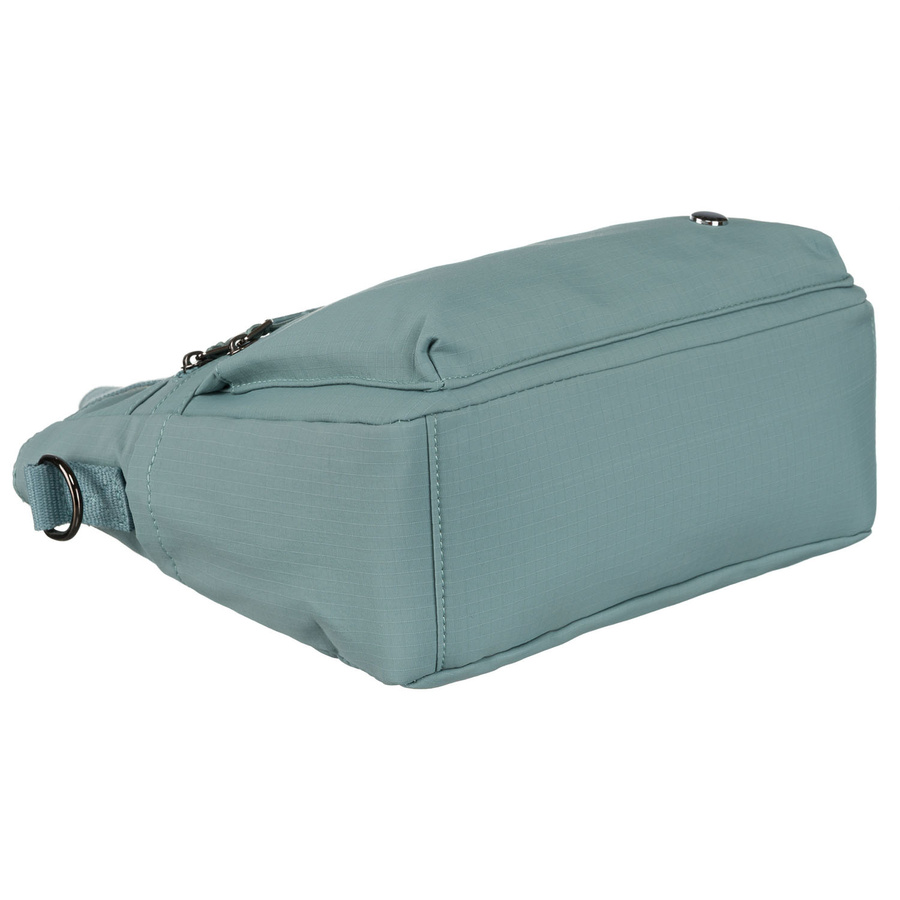 Niebieska, mała shopperka damska z poliestru z kieszeniami zamykanymi na suwak - Peterson - obrazek 12