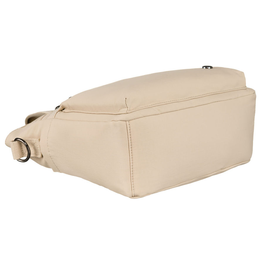 Niewielka shopperka damska z poliestru w beżowym kolorze z dopinanym paskiem - Peterson - obrazek 14