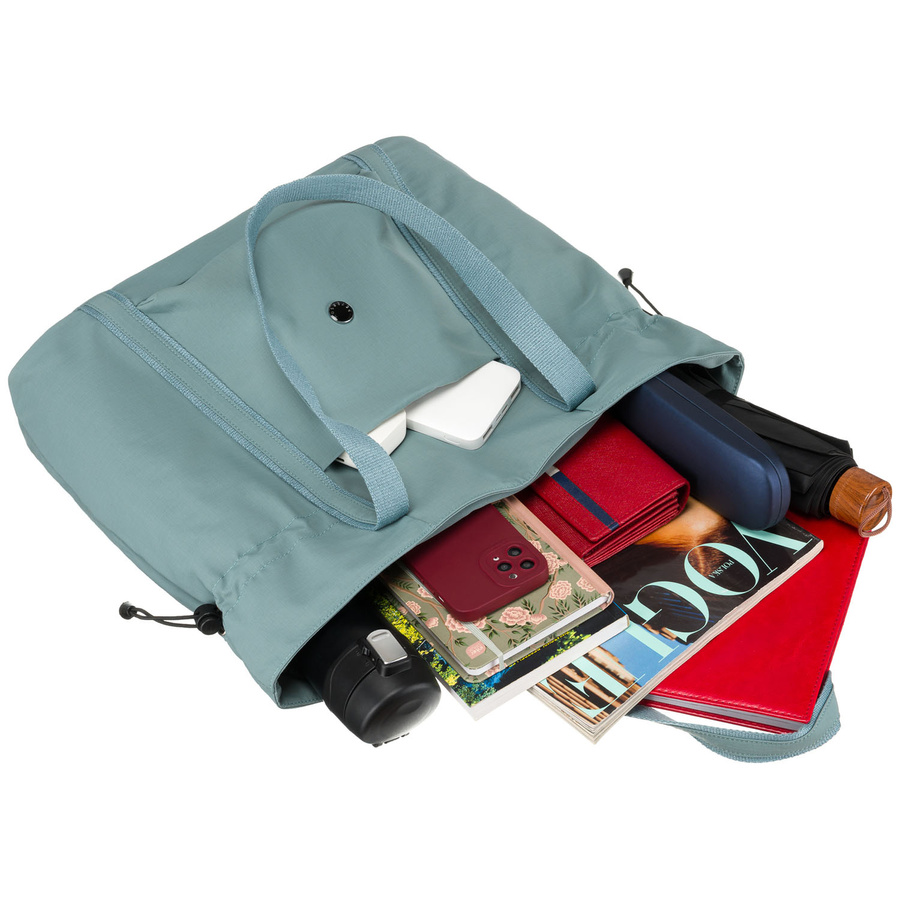 Shopperka damska z poliestru w niebieskim kolorze zawieszona na wygodnych uchwytach - Peterson - obrazek 12