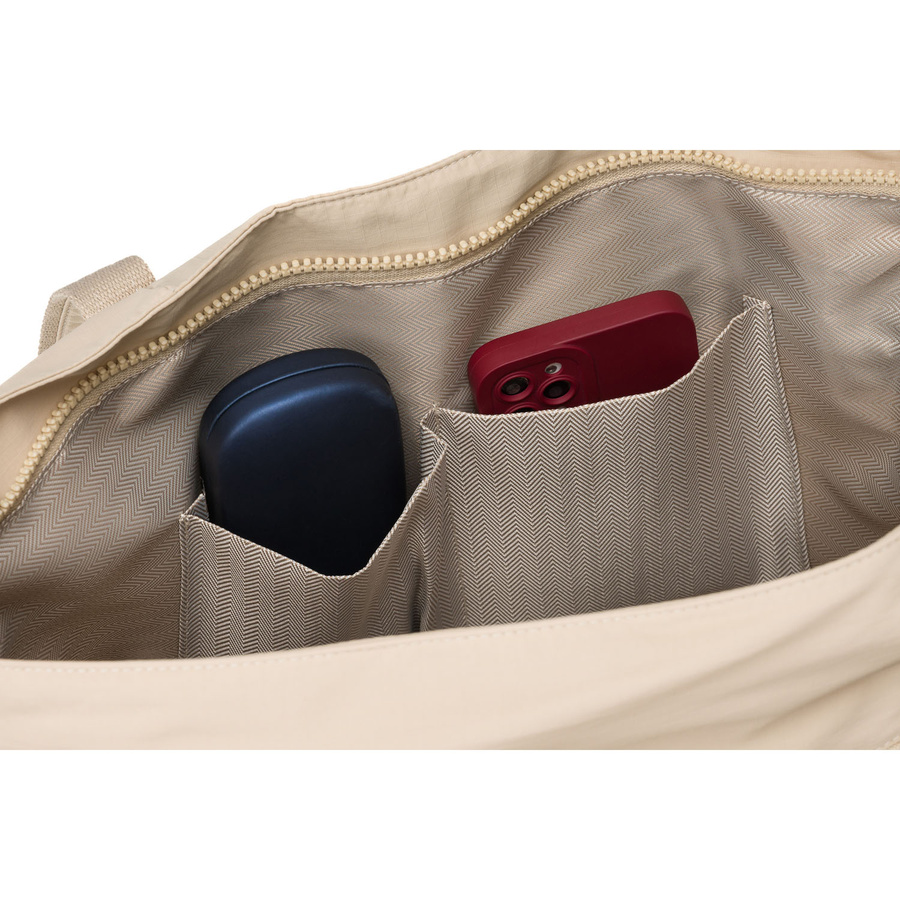 Beżowa shopperka damska z poliestru zawieszona na wygodnych uchwytach - Peterson - obrazek 12