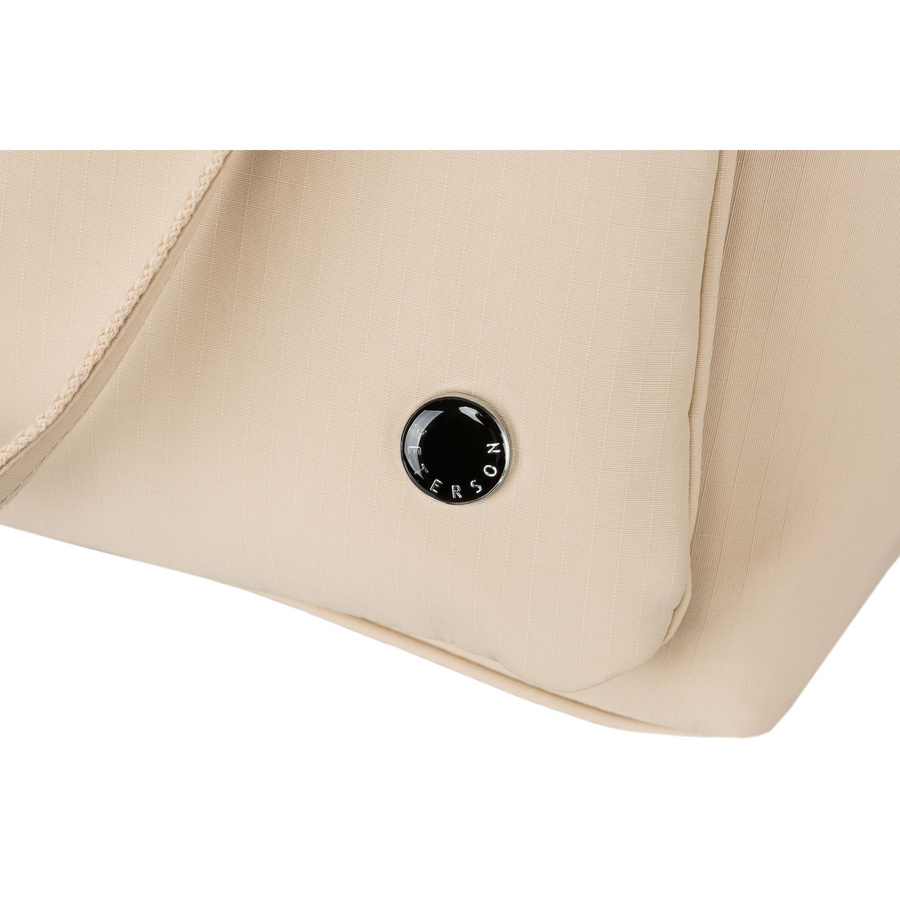 Pojemna, jednokomorowa shopperka damska z poliestru w beżowym kolorze - Peterson - obrazek 12