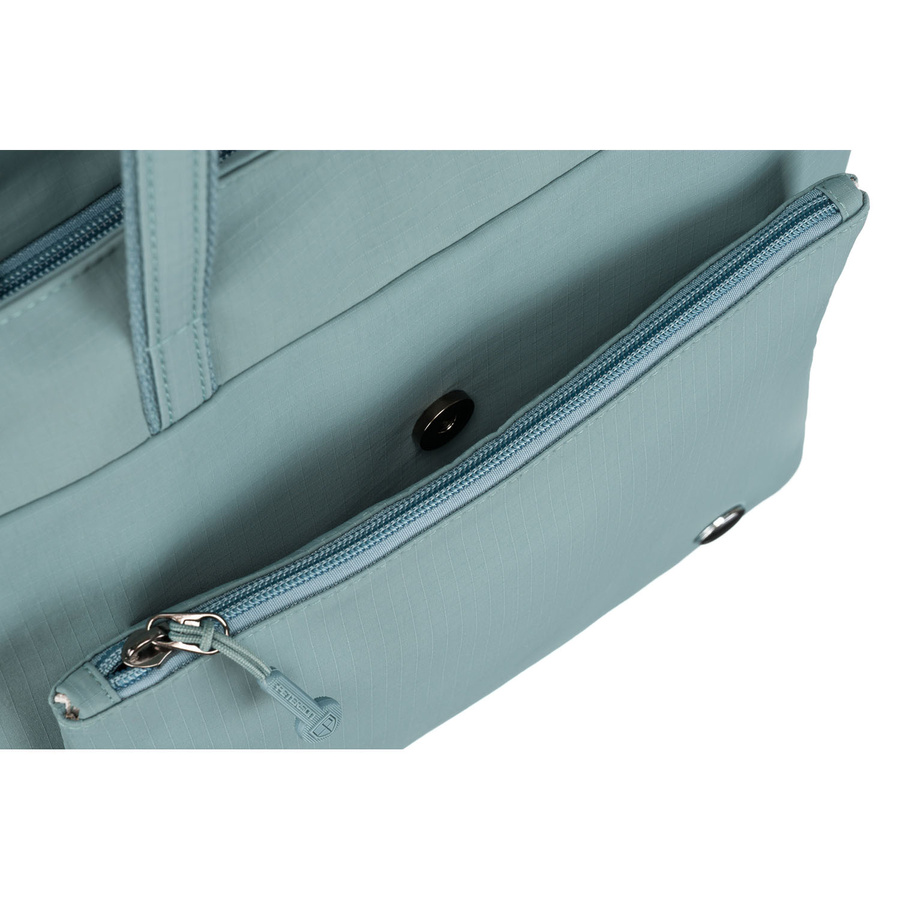 Niebieska, jednokomorowa shopperka damska z poliestru z kieszenią na froncie - Peterson - obrazek 10