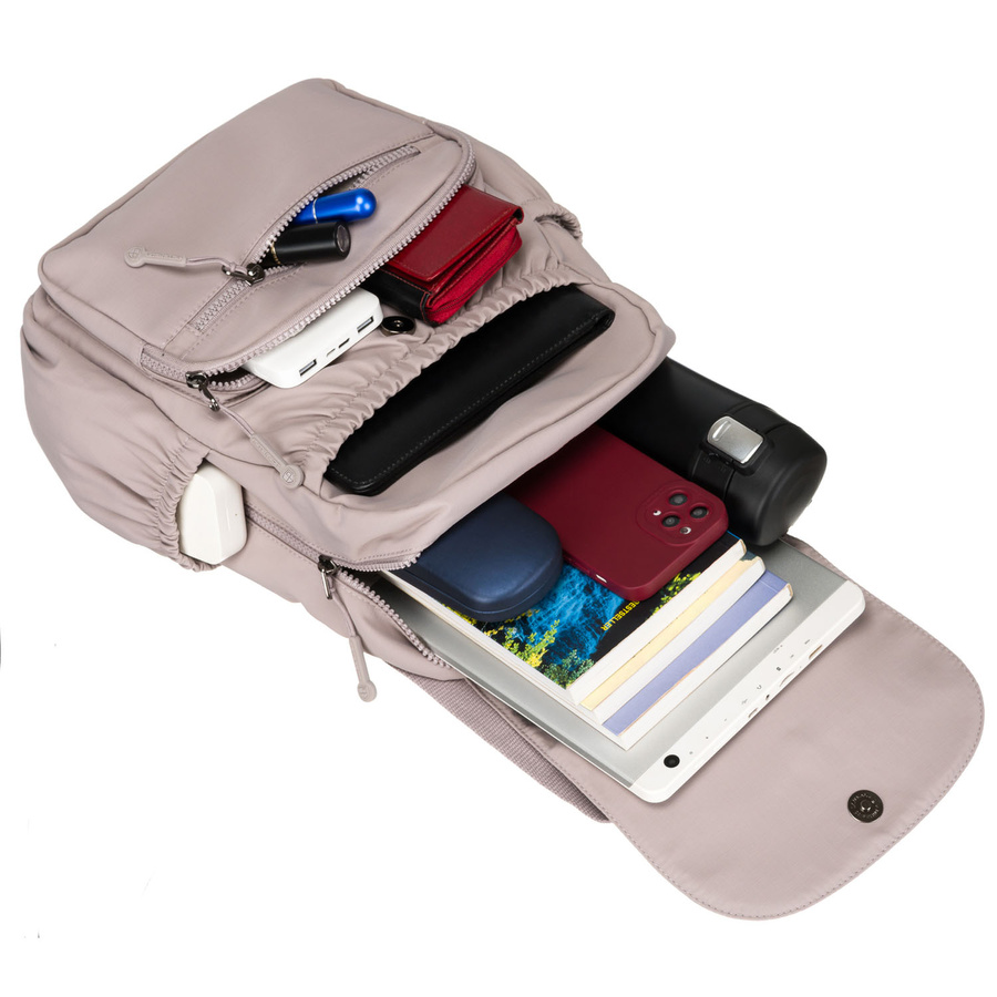 Plecak damski z poliestru w kolorze lila, zawieszony na regulowanych szelkach - Peterson - obrazek 12