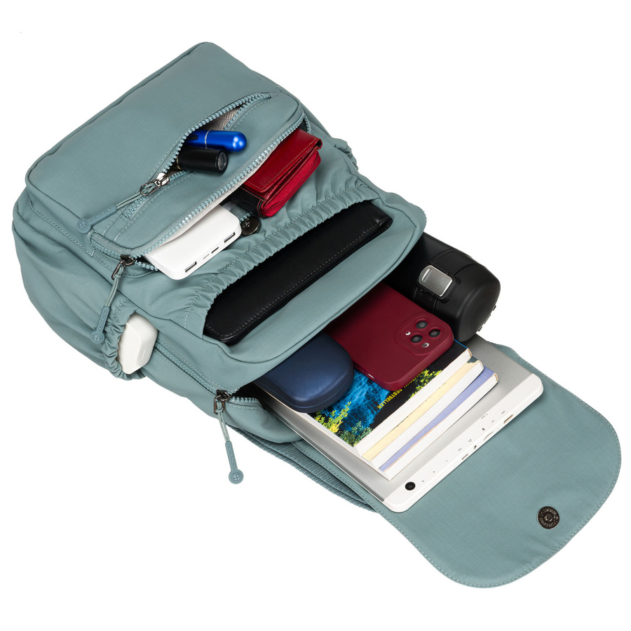 Niebieski plecak damski z poliestru z klapką zamykaną na magnes - Peterson - obrazek 14