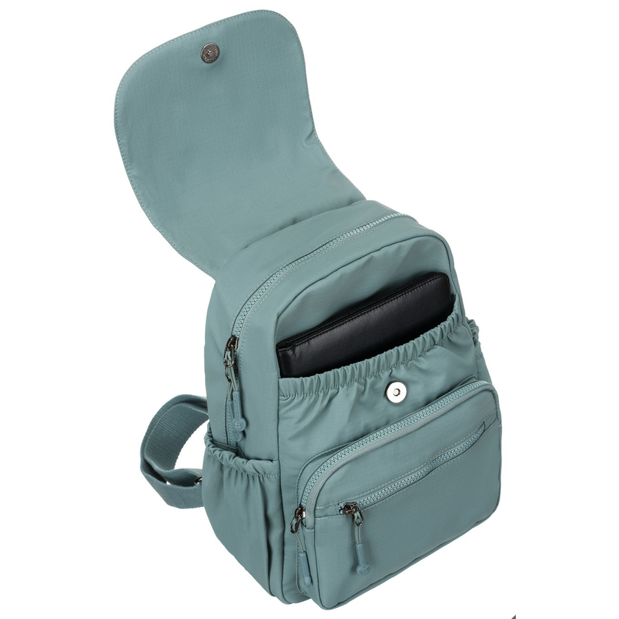 Niebieski plecak damski z poliestru z klapką zamykaną na magnes - Peterson - obrazek 7