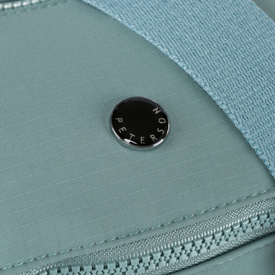 Niebieska, dwukomorowa saszetka damska z poliestru zamykana na suwak - Peterson - obrazek 6