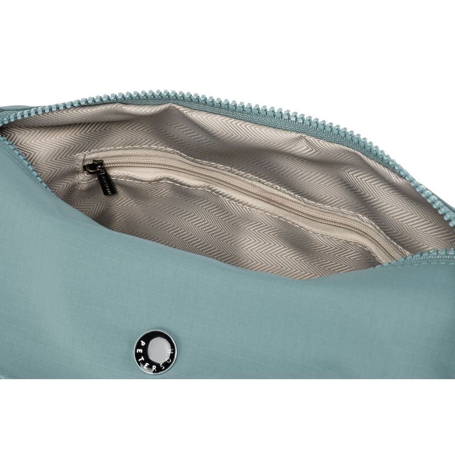 Niebieska, dwukomorowa saszetka damska z poliestru zamykana na suwak - Peterson - obrazek 7