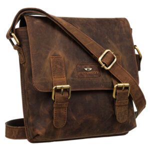 Klasyczna listonoszka męska ze skóry naturalnej w brązowym kolorze - Peterson