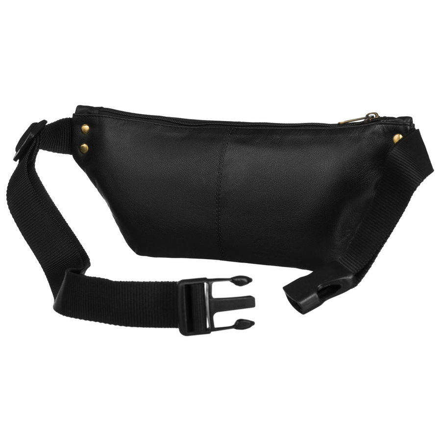 Biodrowa nerka męska w czarnym kolorze wykonana ze skóry naturalnej - Peterson - obrazek 7