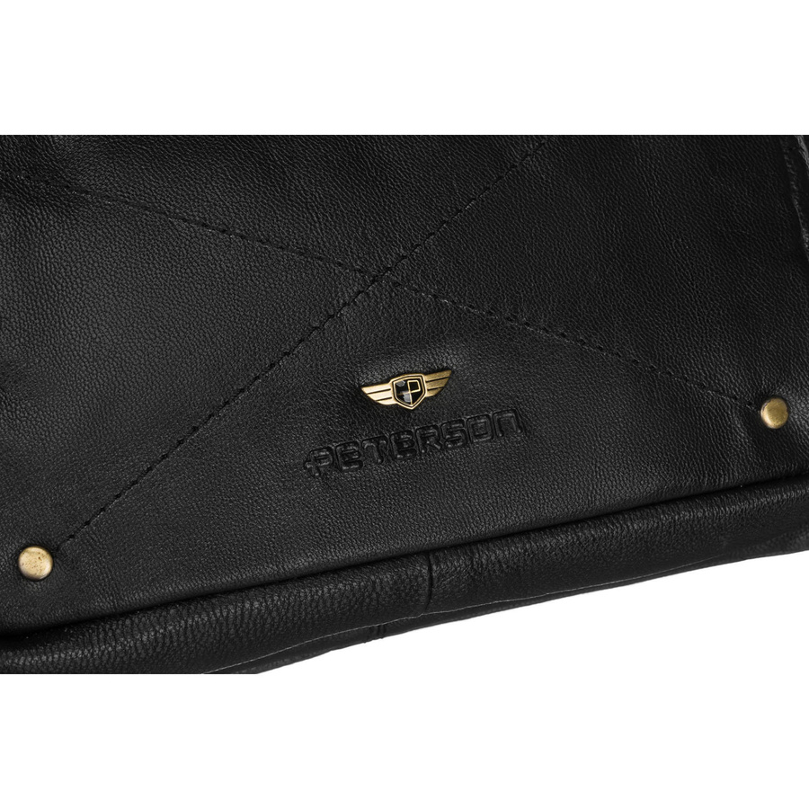 Biodrowa nerka męska w czarnym kolorze wykonana ze skóry naturalnej - Peterson - obrazek 5