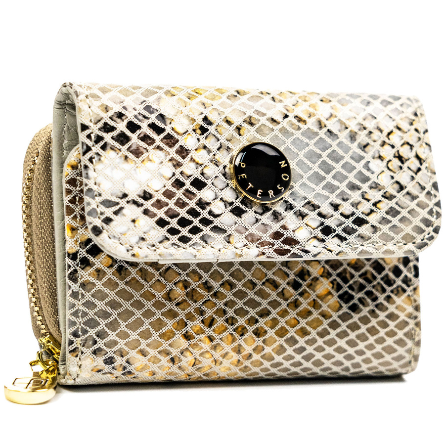 Mały portfel damski wykonany ze skóry naturalnej ze wzorem imitującym skórę węża - Peterson - obrazek 2
