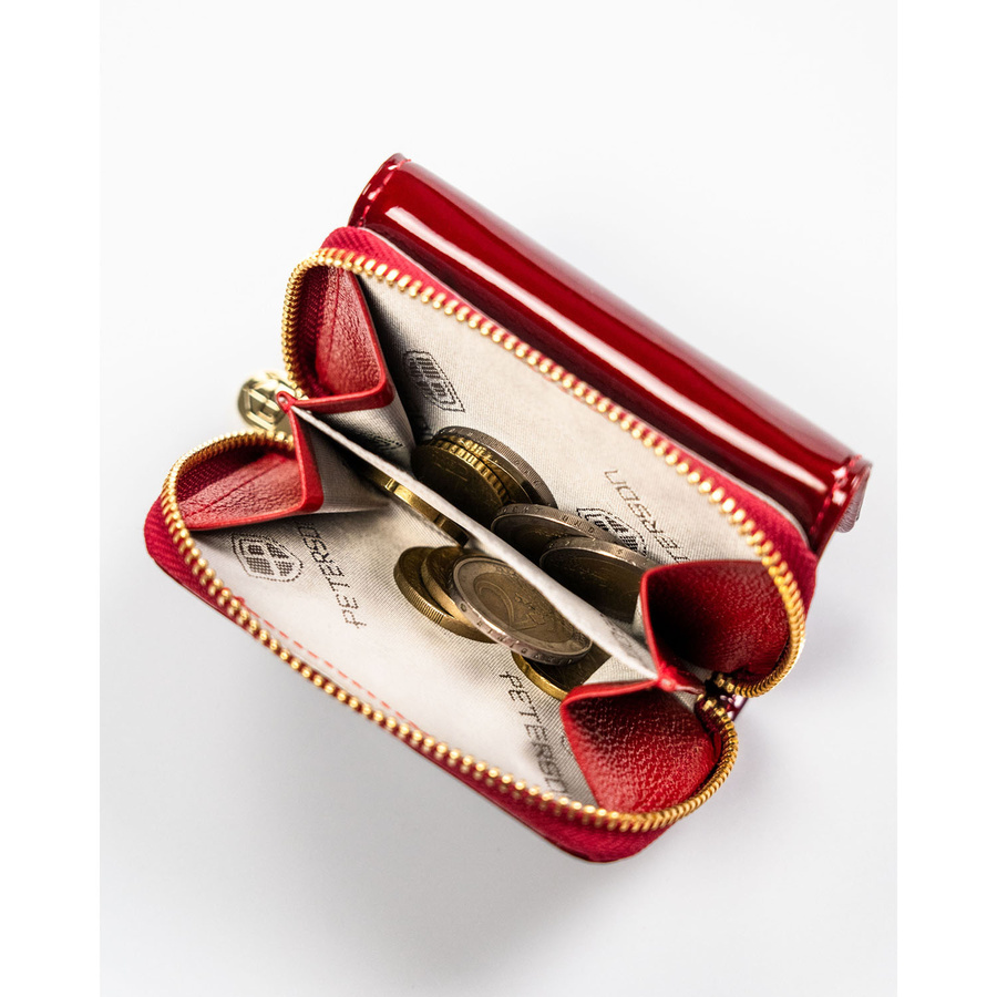 Mały, czerwony portfel damski wykonany ze skóry naturalnej - Peterson - obrazek 8