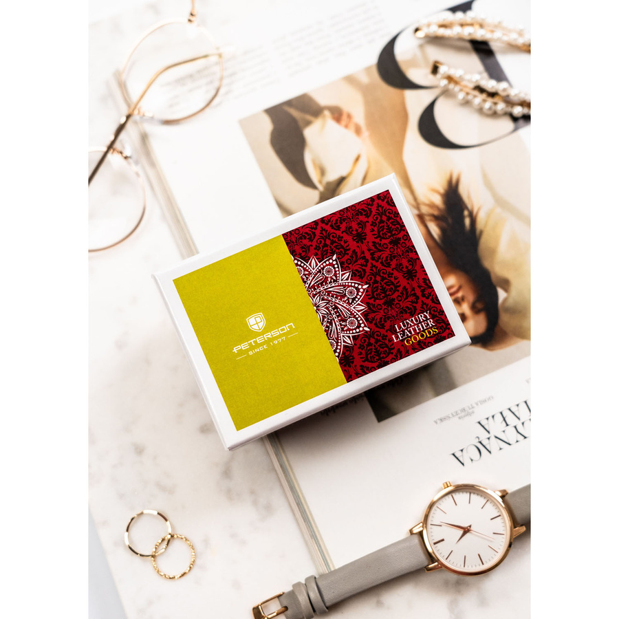 Czerwony, skórzany portfel damski na zatrzask - Peterson - obrazek 10