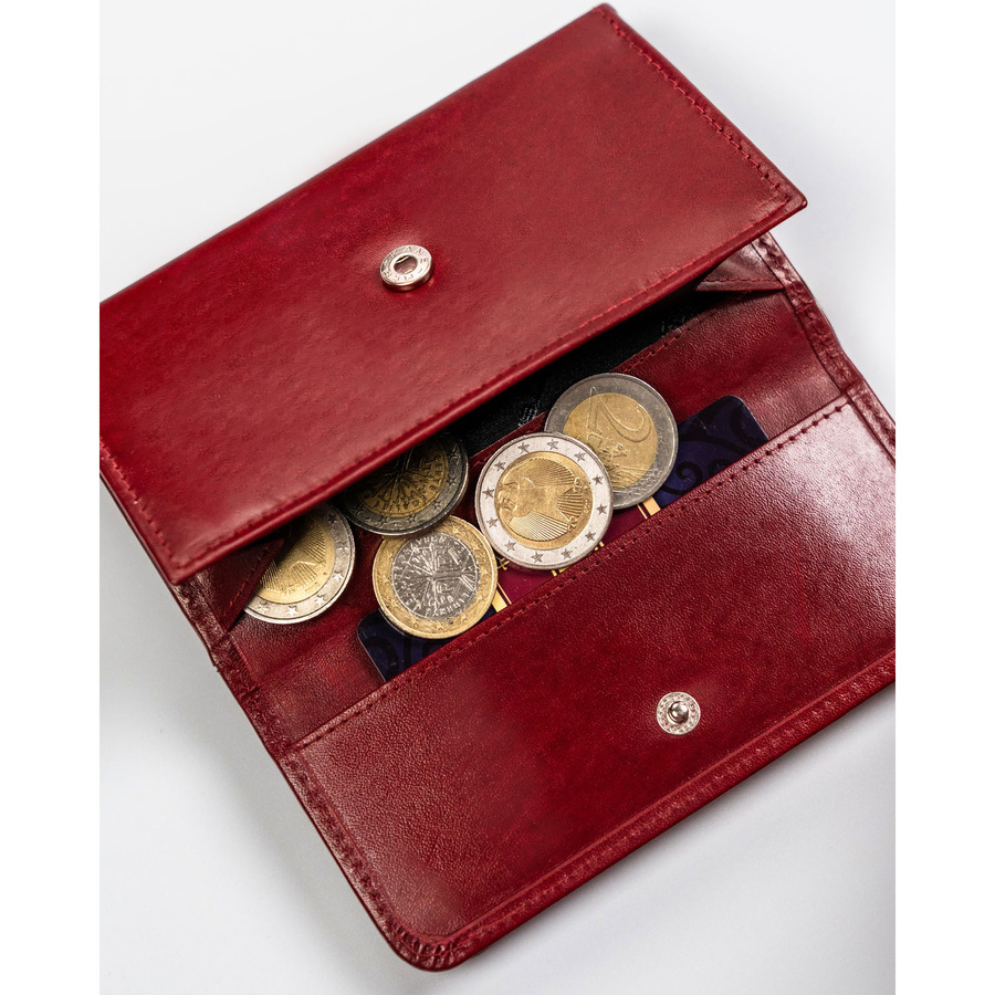 Czerwony, skórzany portfel damski na zatrzask - Peterson - obrazek 9
