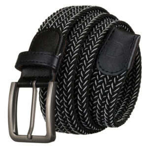 Czarno-biały pasek męski do spodni z tradycyjną klamrą w srebrnym kolorze - Peterson