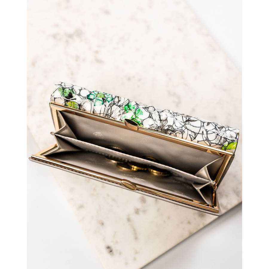 Wielokolorowy, poziomy portfel damski ze skóry naturalnej w kwiatowy wzór - Peterson - obrazek 13