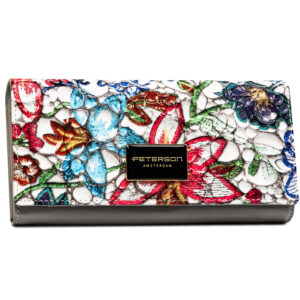 Portfel damski ze skóry naturalnej w kwiatowy, kolorowy wzór - Peterson