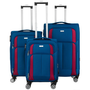 Zestaw walizek podróżnych w niebiesko-czerwonym kolorze - Peterson