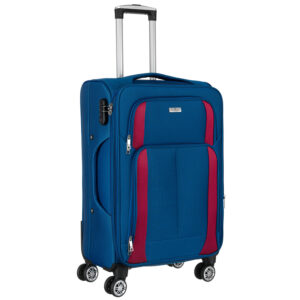 Duża, lekka walizka z wytrzymałej tkaniny poliestrowej w niebiesko-czerwonym kolorze - Peterson