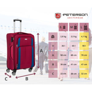 Walizki Peterson – wymiarowanie – PTN 5209-L BURG-NAVY