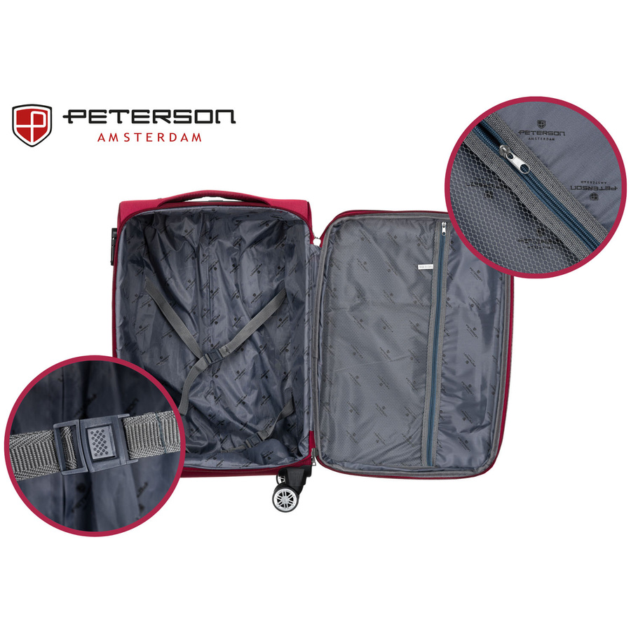 Duża walizka z wytrzymałej tkaniny poliestrowej w czerwono-niebieskim kolorze - Peterson - obrazek 11