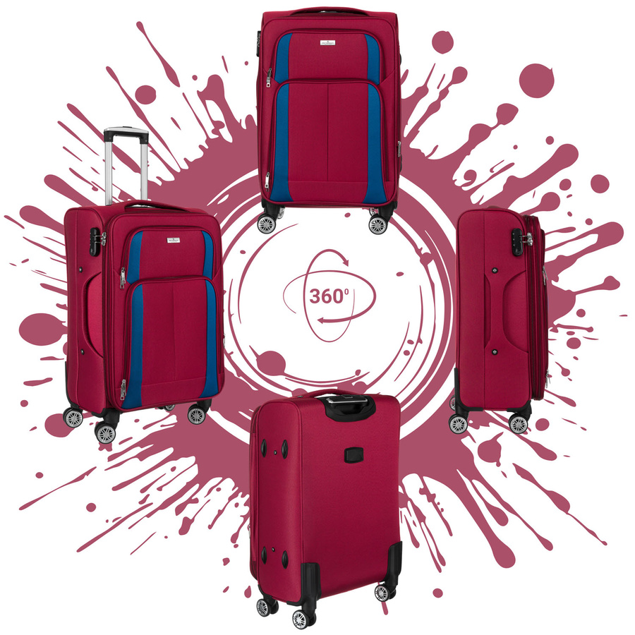 Duża walizka z wytrzymałej tkaniny poliestrowej w czerwono-niebieskim kolorze - Peterson - obrazek 4