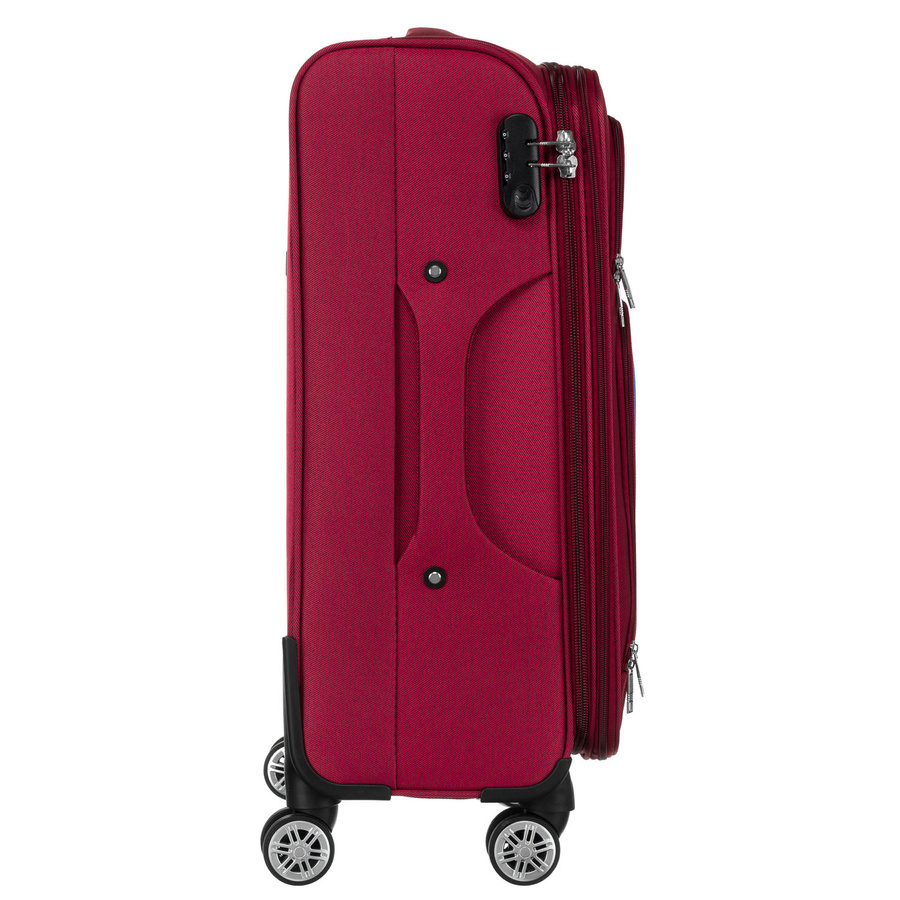 Duża walizka z wytrzymałej tkaniny poliestrowej w czerwono-niebieskim kolorze - Peterson - obrazek 6