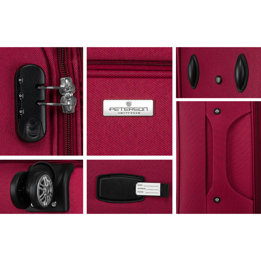 Duża walizka z wytrzymałej tkaniny poliestrowej w czerwono-niebieskim kolorze - Peterson - obrazek 15