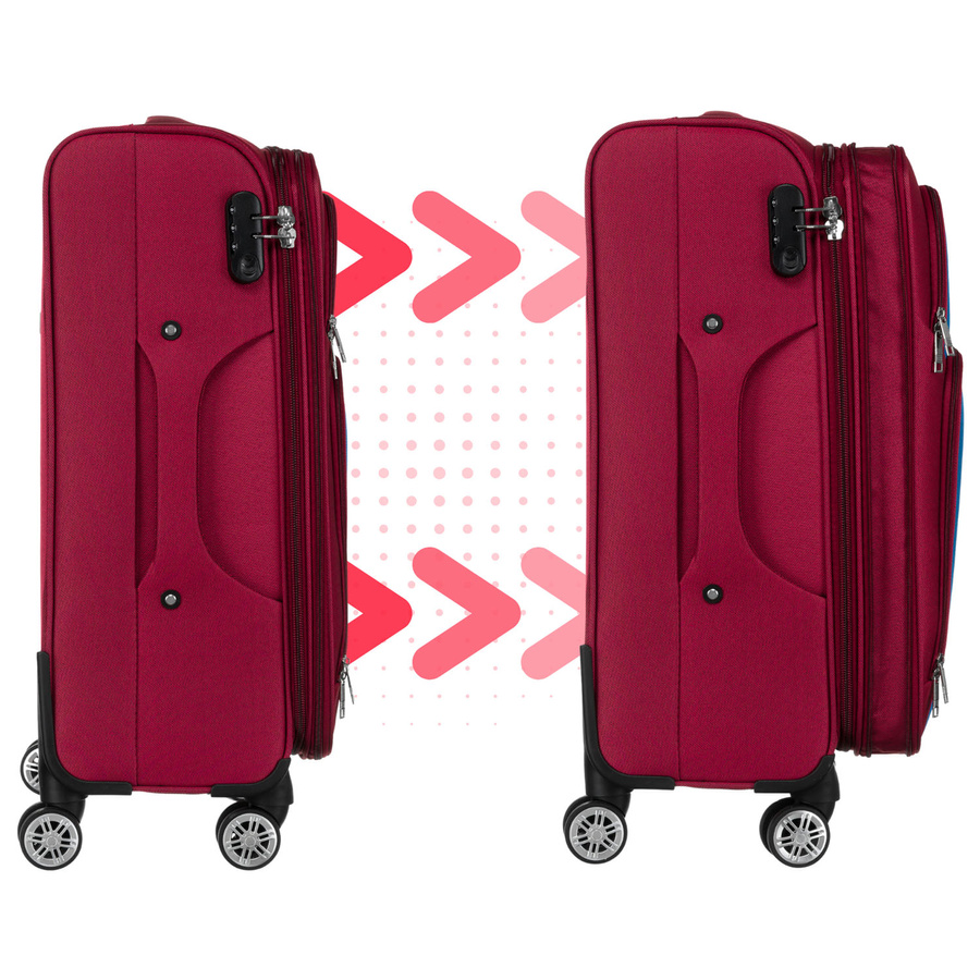 Duża walizka z wytrzymałej tkaniny poliestrowej w czerwono-niebieskim kolorze - Peterson - obrazek 8