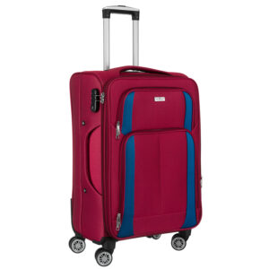 Duża walizka z wytrzymałej tkaniny poliestrowej w czerwono-niebieskim kolorze - Peterson