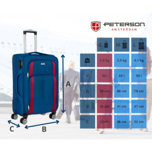 Walizki Peterson – wymiarowanie – PTN 5209-S BLUE-BURG