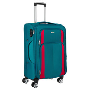 Walizka kabinowa z wysuwaną rączką wykonana z poliestru w turkusowo-różowym kolorze - Peterson