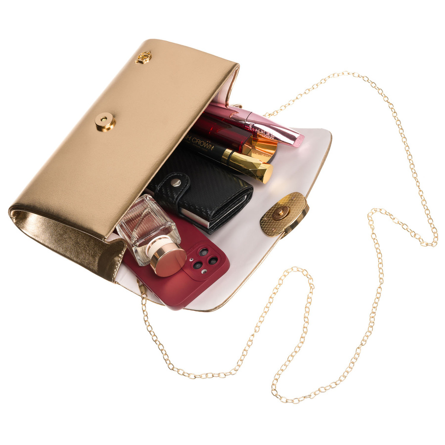 Kopertówka damska ze skóry ekologicznej w złotym kolorze - Rovicky - obrazek 12