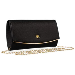 Wieczorowa torebka damska w czarnym kolorze wykonana z tkaniny syntetycznej - Rovicky