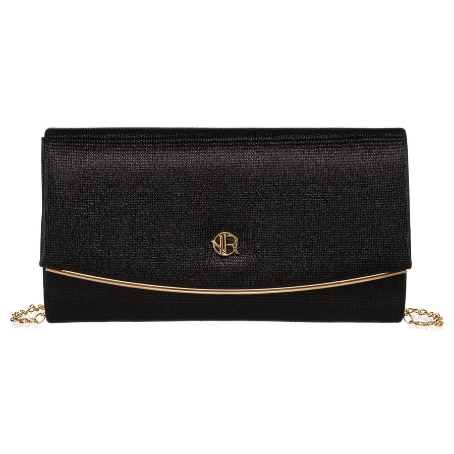 Wieczorowa torebka damska w czarnym kolorze wykonana z tkaniny syntetycznej - Rovicky - obrazek 4