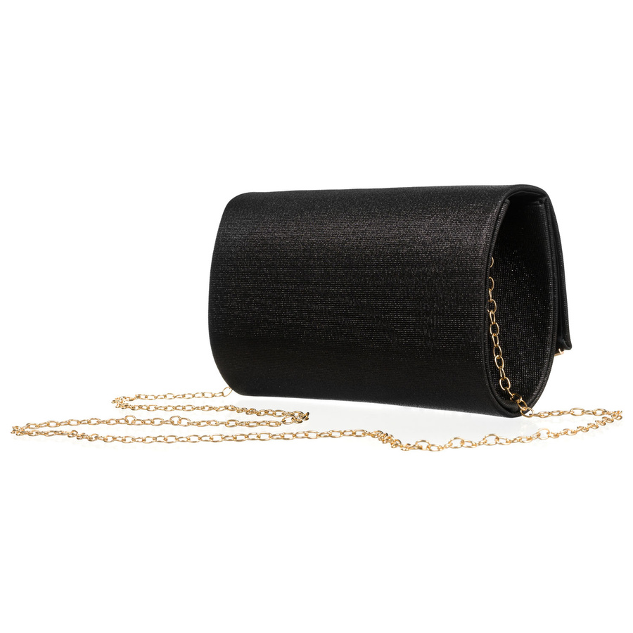 Wieczorowa torebka damska w czarnym kolorze wykonana z tkaniny syntetycznej - Rovicky - obrazek 7