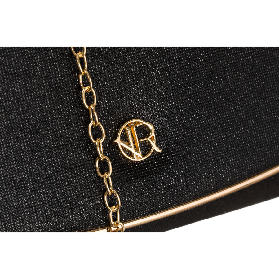 Wieczorowa torebka damska w czarnym kolorze wykonana z tkaniny syntetycznej - Rovicky - obrazek 9